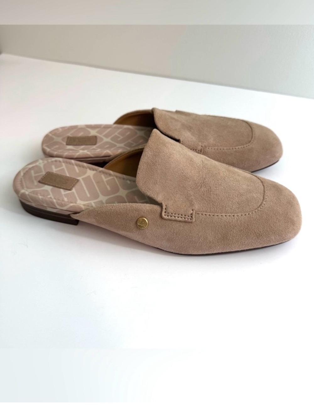 UGG Janaya Suede Slip On Mule Clogs Tan Blush 6 Minimalist Quiet Luxury